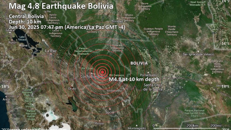 Cochabamba registró replicas de sismo del chapare